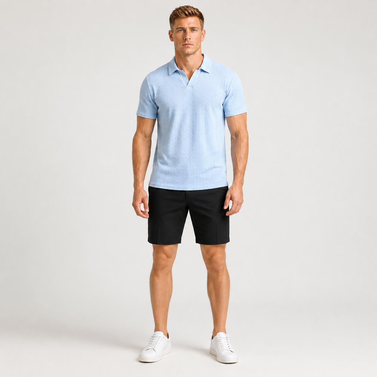 Men's Breathable Waffle Knit Polo