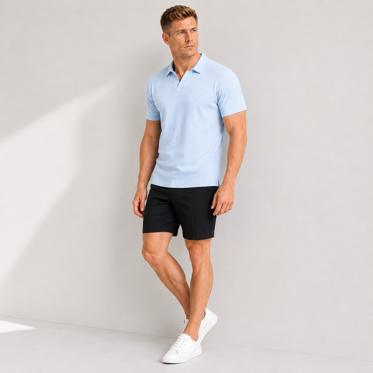Men's Breathable Waffle Knit Polo