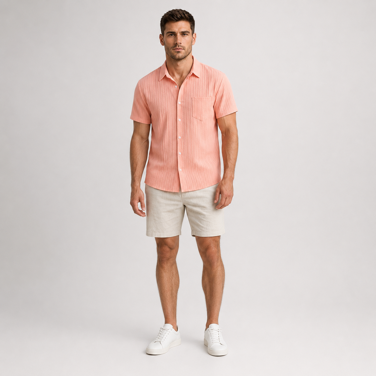 Men's Striped Short Sleeve Shirt