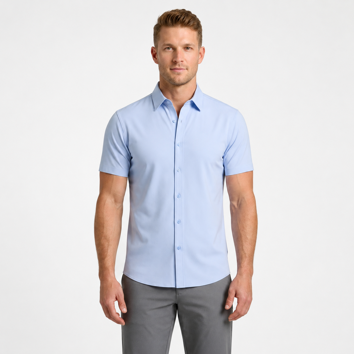 Men's Short-Sleeve Stretch Dress Shirt