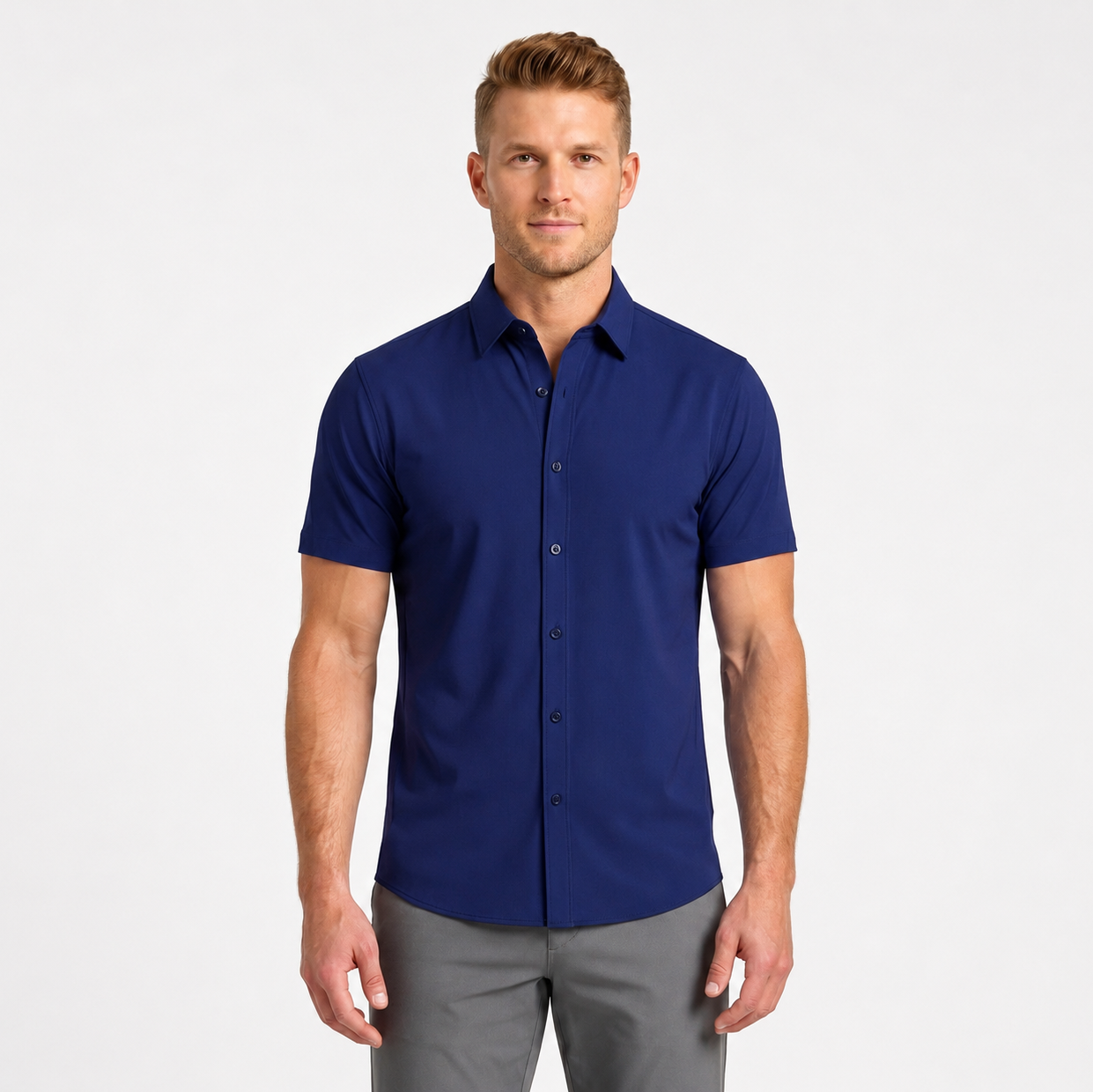Men's Short-Sleeve Stretch Dress Shirt