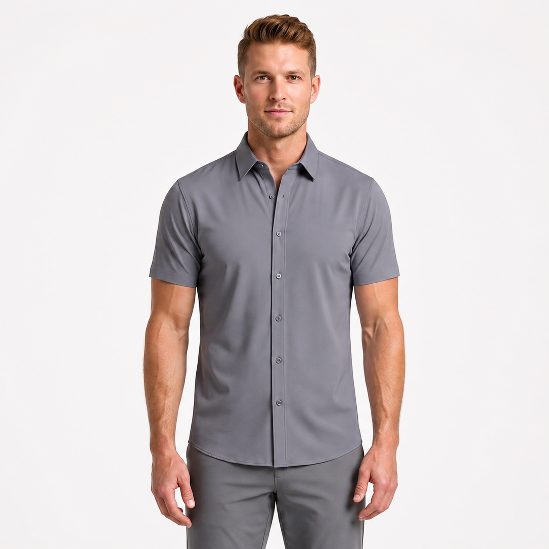 Men's Short-Sleeve Stretch Dress Shirt