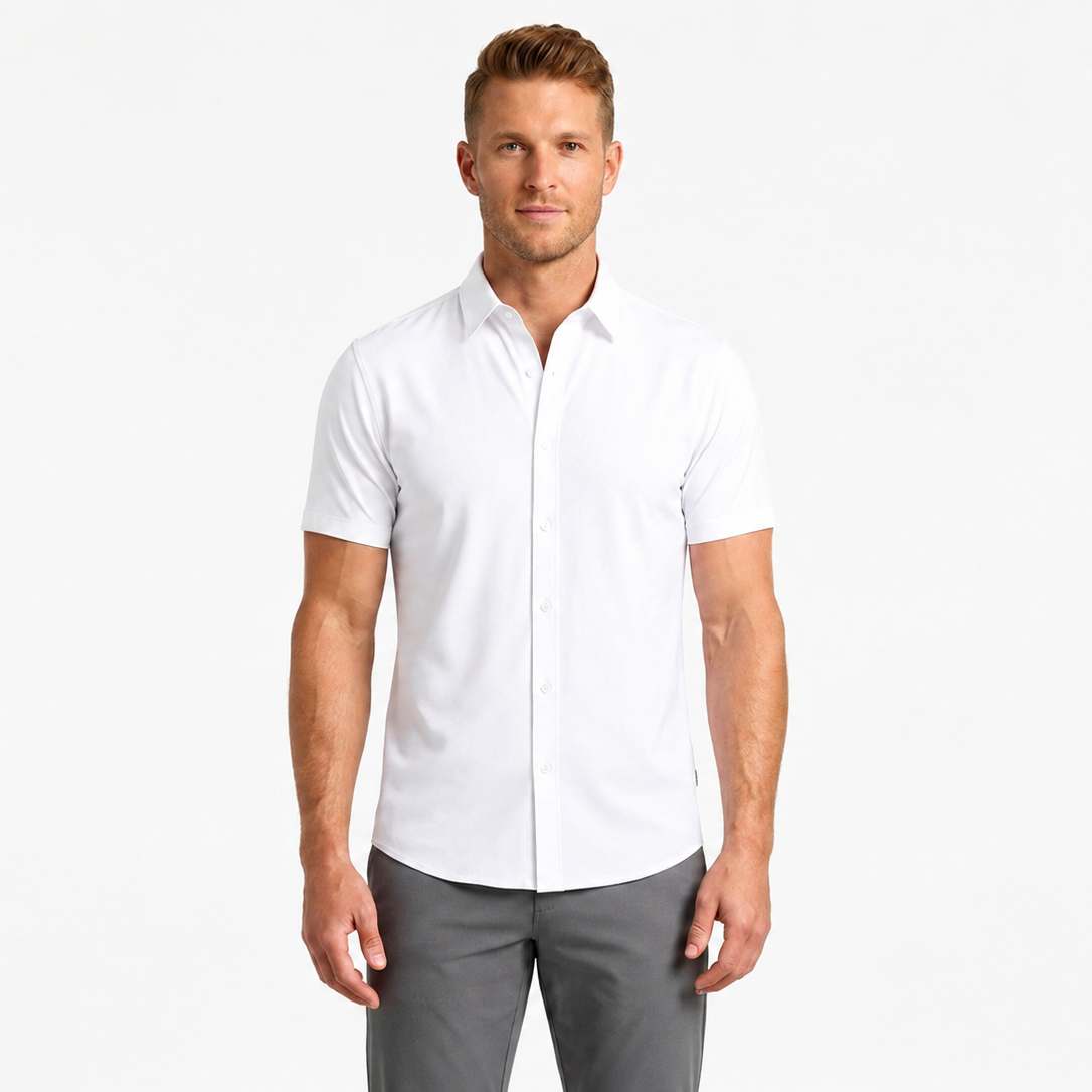Men's Short-Sleeve Stretch Dress Shirt