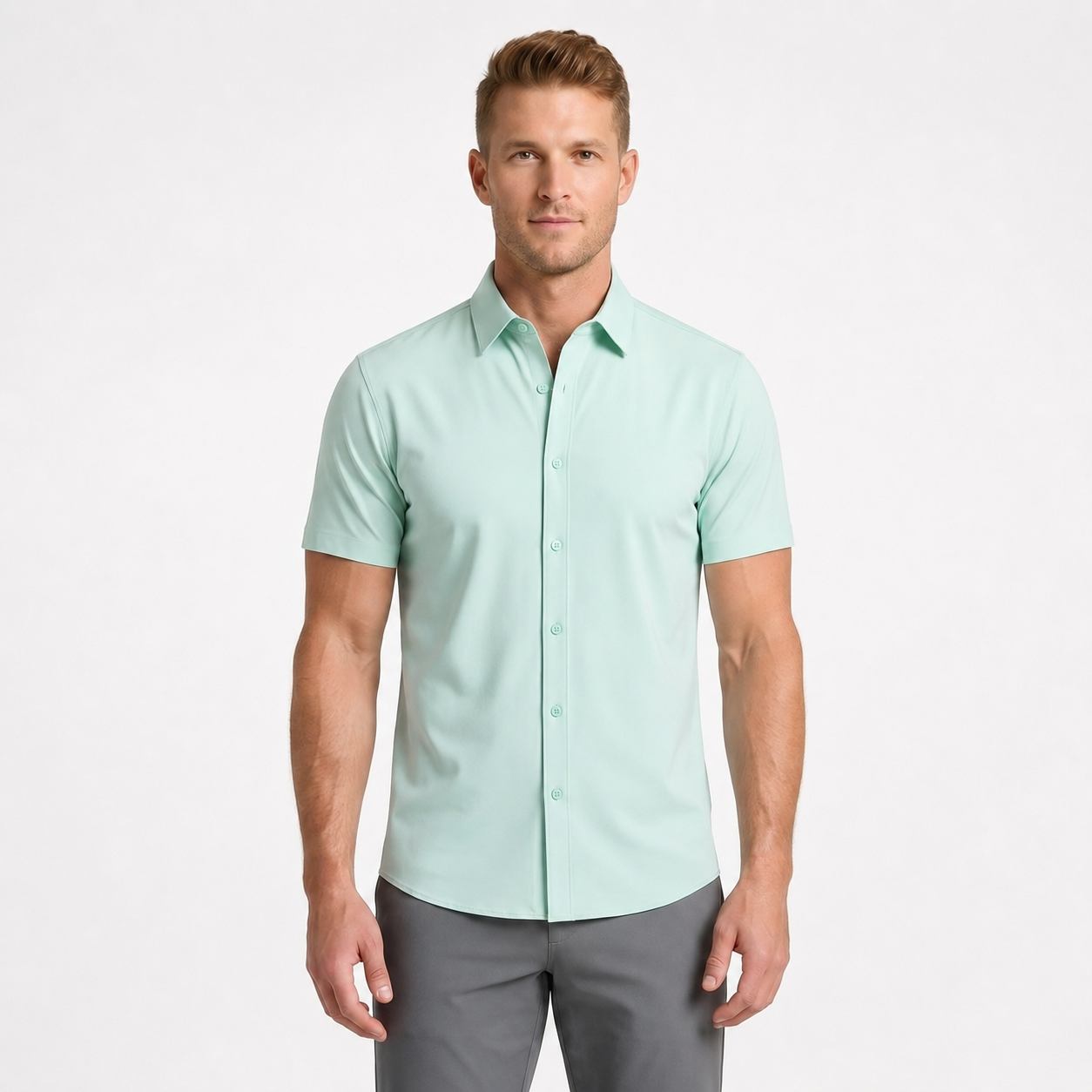 Men's Short-Sleeve Stretch Dress Shirt